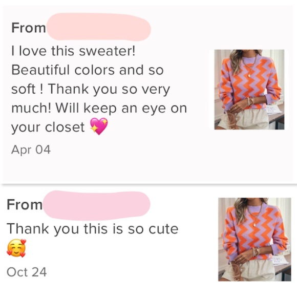 Chevron Pattern Lavender & Orange Pullover Sweater Long Sleeve - Picture 10 of 12